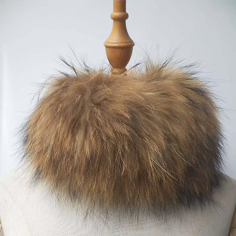Véritable fourrure de raton laveur écharpe femmes tricoté hiver chaud foulards
