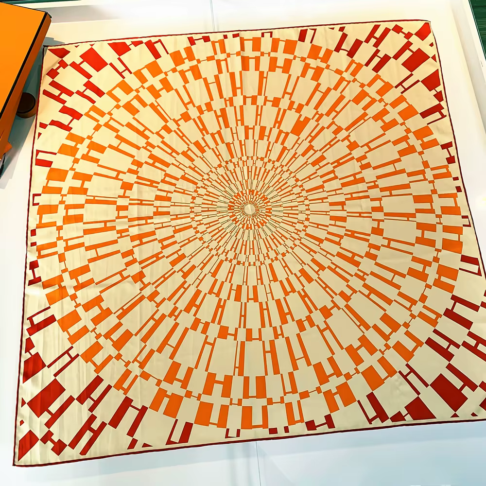 Cercle géométrique écharpe femmes foulard en soie marque de luxe
