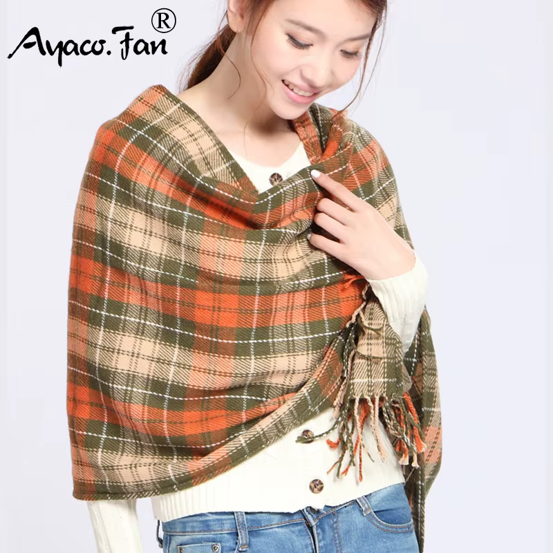 Femmes cachemire foulards automne hiver nouveaux étudiants femme laine Plaid écharpe dame larges treillis Long châle couverture chaude Tippet