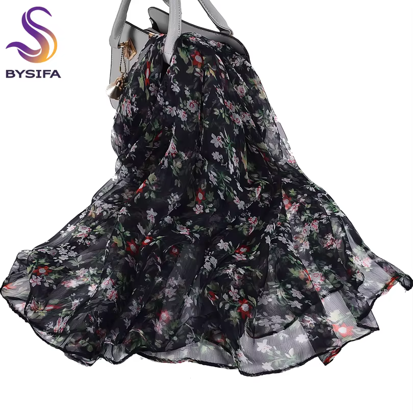 BYSIFA – écharpe longue en soie pour femme