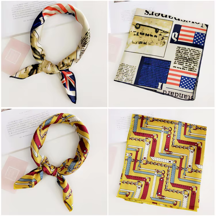 Foulard carré en Satin de soie pour femmes