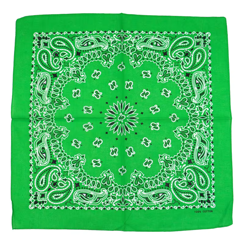 Hip-hop hommes Bandana écharpe imprimé Paisley en bleu vert violet couleur coton bandeau mouchoirs