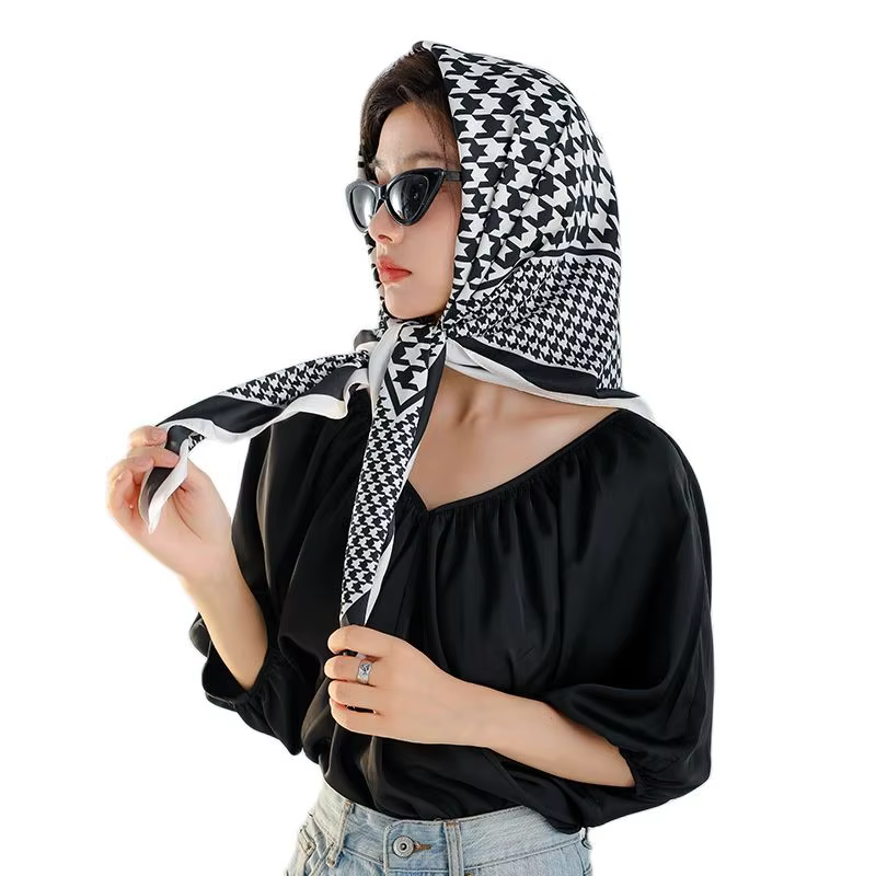 Foulard pied-de-poule à carreaux pour femmes