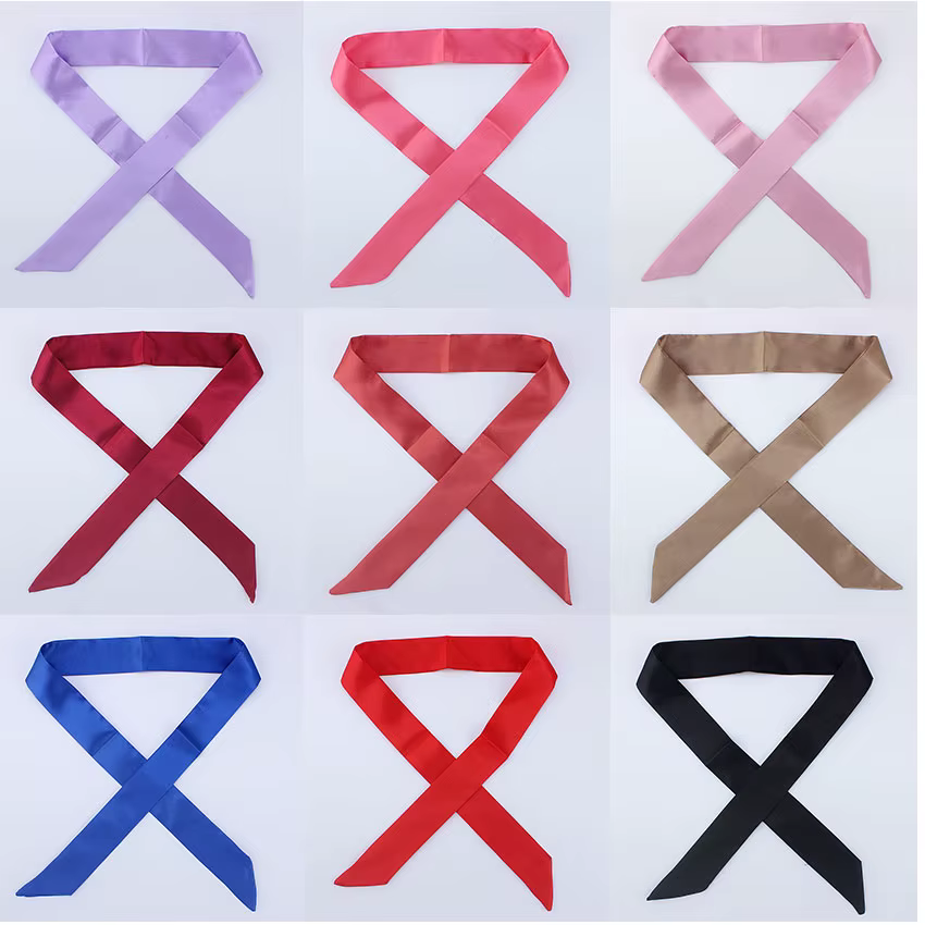 Petit Foulard Solide en Satin pour Sac à Main