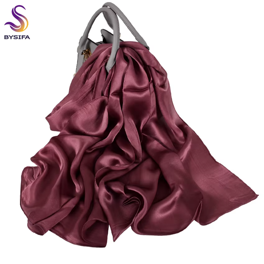 [BYSIFA] foulard en soie verte Pure châle femmes mode luxe Georgette