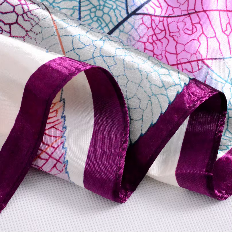 [BYSIFA] nouveau printemps foulard en soie châle accessoires de mode femmes musulmanes foulard 90*90 cm élégant feuilles motif foulards carrés