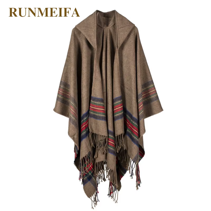 Nouveau design 100% foulard acrylique femme automne/hiver chaud mode cape poncho 130*150CM noir/gris/vin rouge/kaki tippet châle