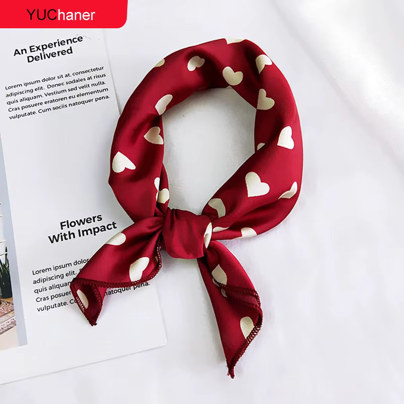 Foulard de cheveux cravate imprimé Animal rouge amour Satin 50 cm petit/carré/soie/cou/anneau/écharpe hiver