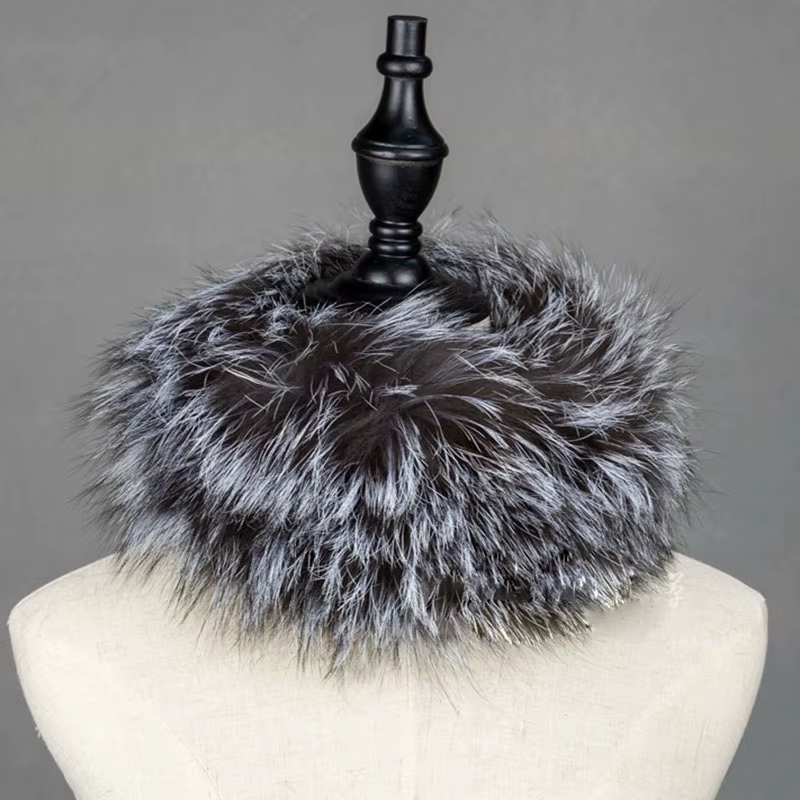 Véritable fourrure de raton laveur écharpe femmes tricoté hiver chaud foulards
