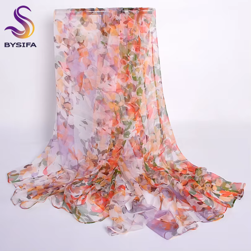 Rose Orange foulard en soie 2016 nouveau Design longues foulards féminins imprimés 170*100 cm printemps automne