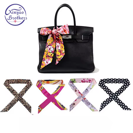 Moins cher femmes dames bandeau foulard en soie mode écharpe sacs de cheveux poignée décoration cravate multifonction