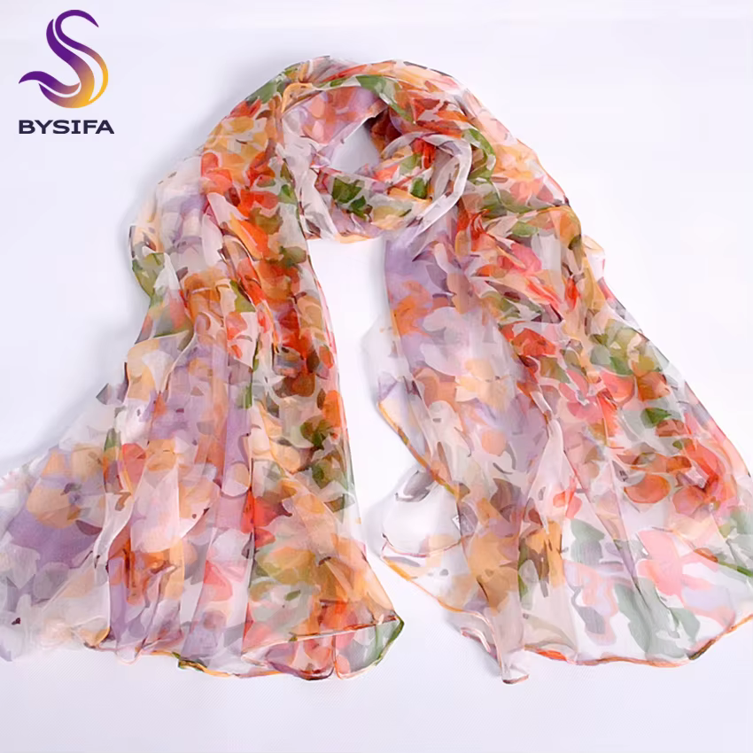 Rose Orange foulard en soie 2016 nouveau Design longues foulards féminins imprimés 170*100 cm printemps automne