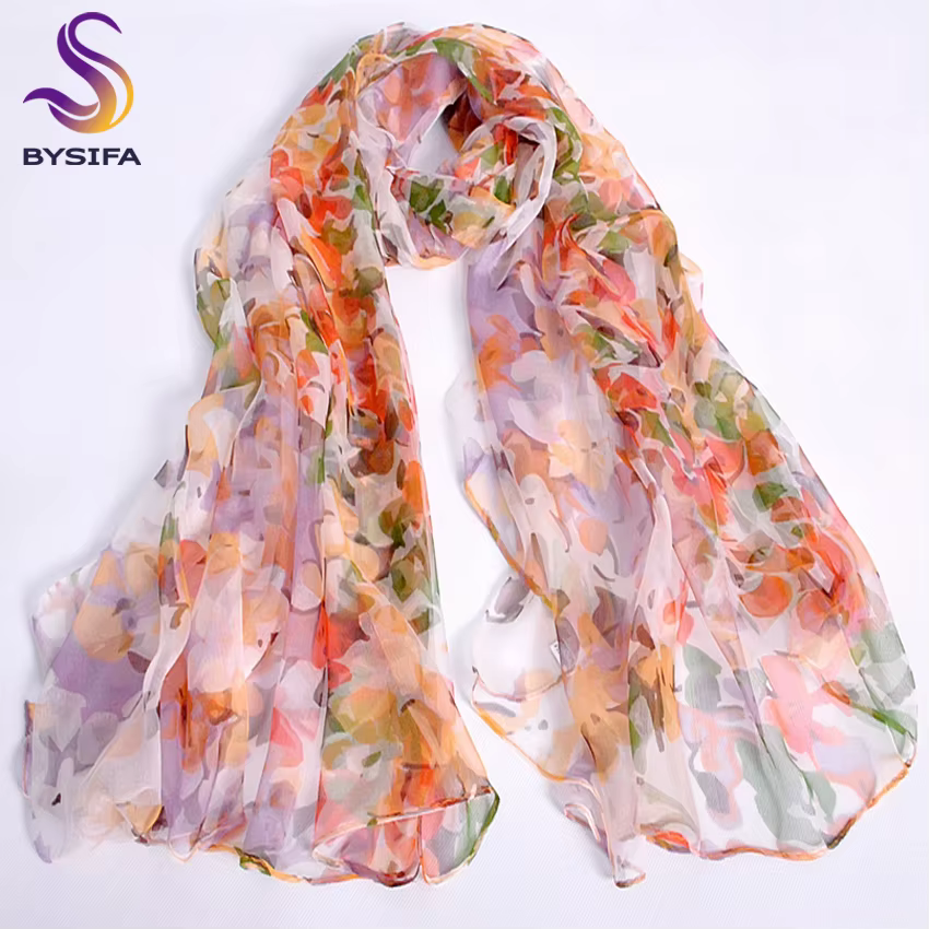 Rose Orange foulard en soie 2016 nouveau Design longues foulards féminins imprimés 170*100 cm printemps automne