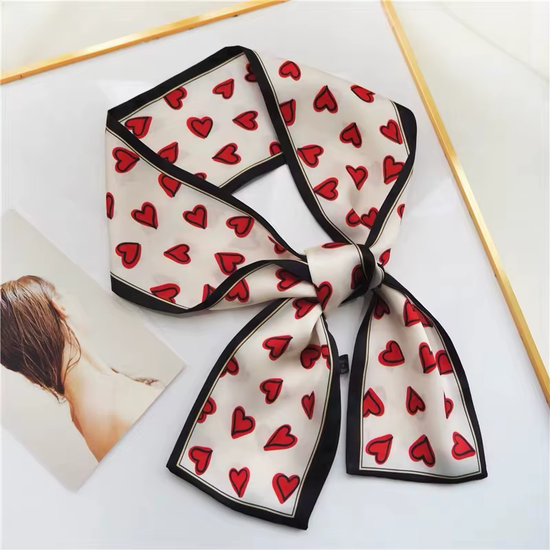 2025 coeur amour écharpe femmes mignon cheveux cravate bande foulard poignet rubans mode tête cou soie Satin sac