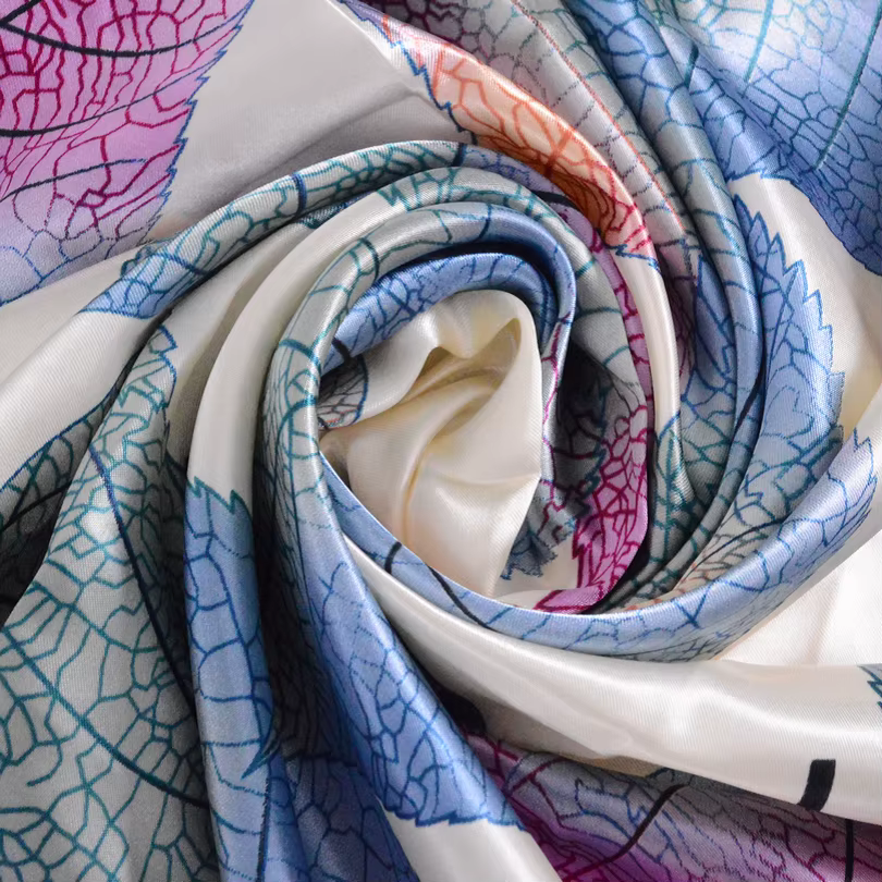 [BYSIFA] nouveau printemps foulard en soie châle accessoires de mode femmes musulmanes foulard 90*90 cm élégant feuilles motif foulards carrés