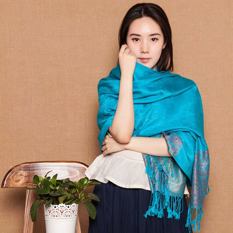 De l'inde écharpe Paisley Tippet surdimensionné ethnique Bufandas 100% coton hiver foulards Turquoise mode
