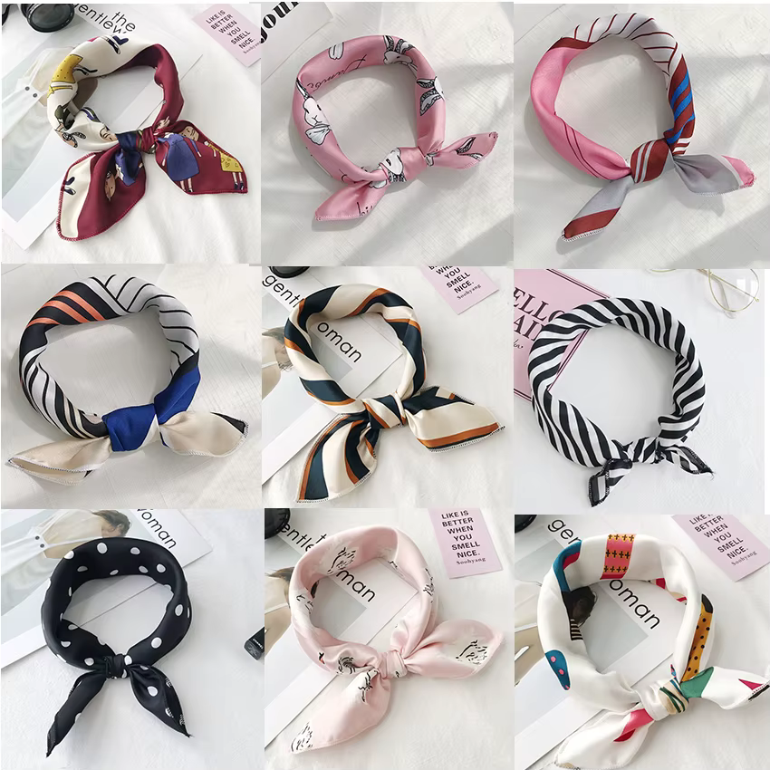 Écharpe de cheveux en satin imprimé animal pour femme