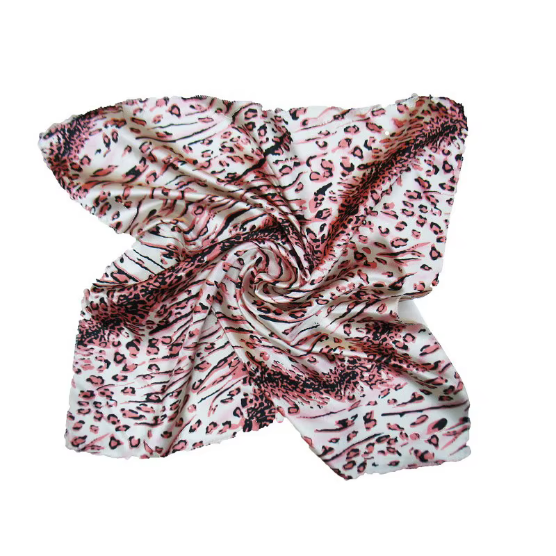 Foulard carré cravate à cheveux mode coréenne imprimé Animal léopard affaires petite tête cou Satin
