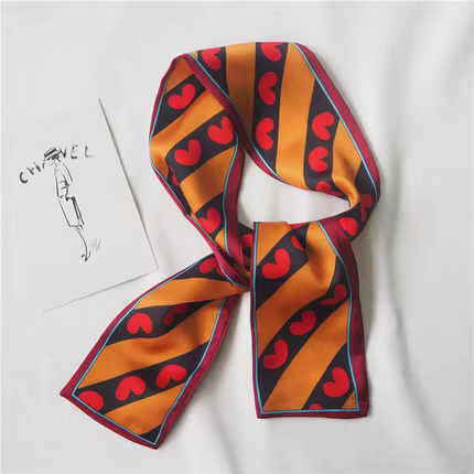 2025 coeur amour écharpe femmes mignon cheveux cravate bande foulard poignet rubans mode tête cou soie Satin sac