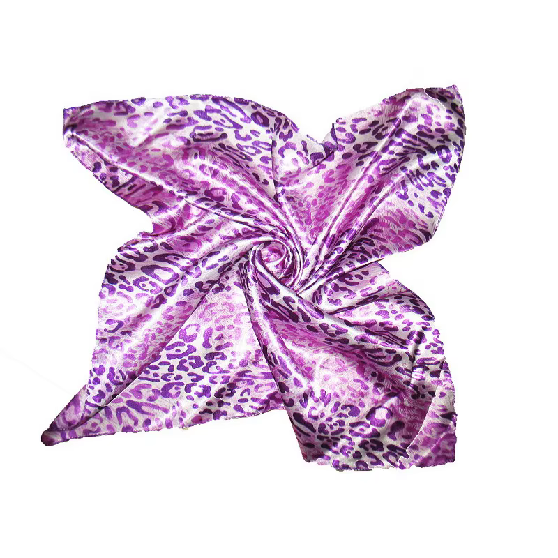 Foulard carré cravate à cheveux mode coréenne imprimé Animal léopard affaires petite tête cou Satin
