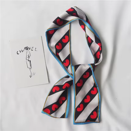 2025 coeur amour écharpe femmes mignon cheveux cravate bande foulard poignet rubans mode tête cou soie Satin sac