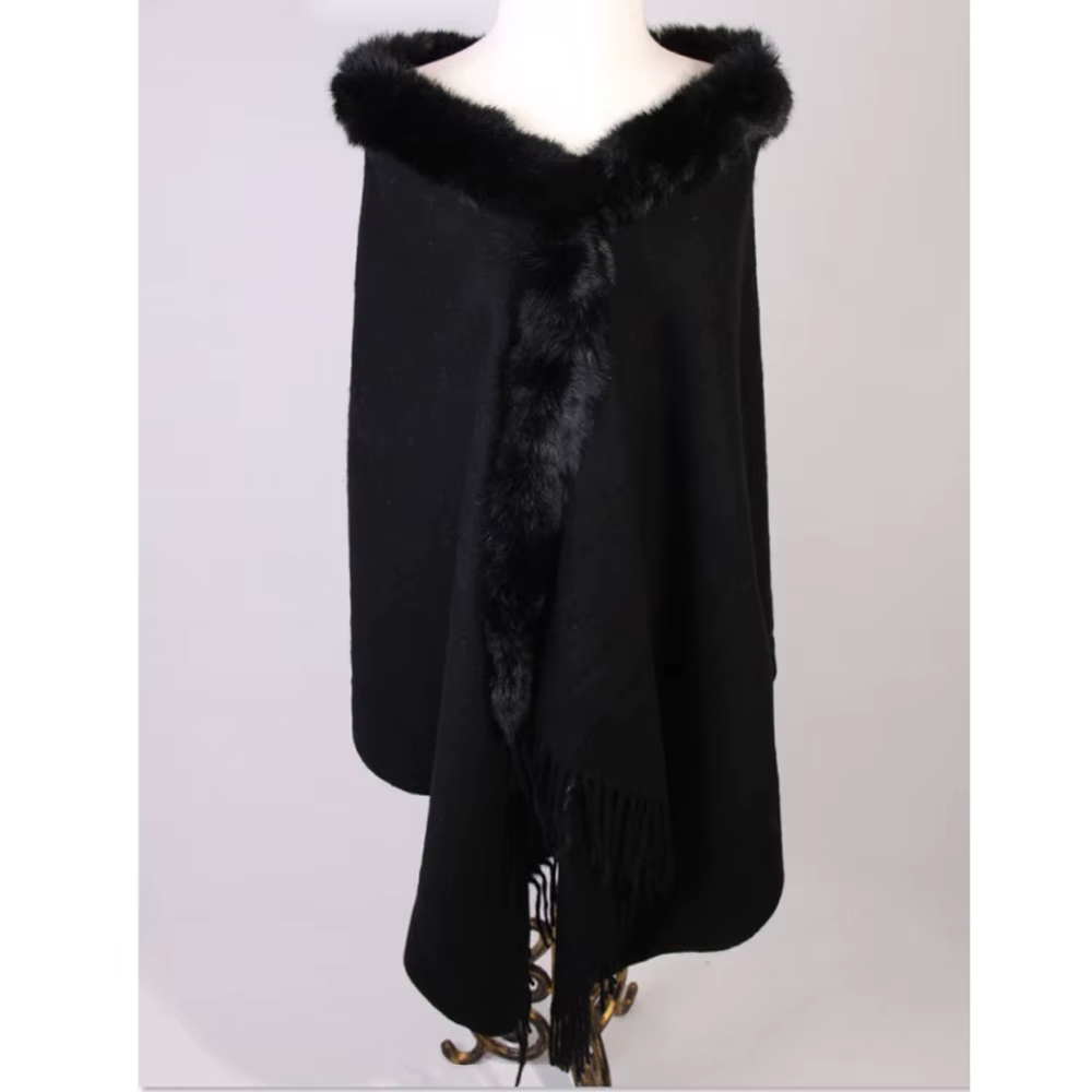 Camel nouveauté femmes 100% laine cachemire Pashmina fourrure de lapin châle écharpe hiver chaud femme Cape silencieux