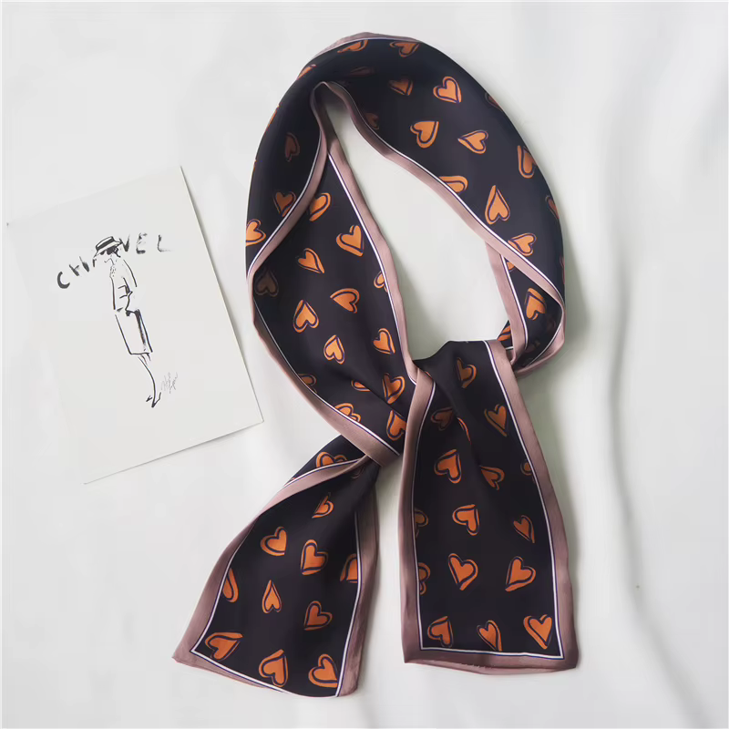 2025 coeur amour écharpe femmes mignon cheveux cravate bande foulard poignet rubans mode tête cou soie Satin sac