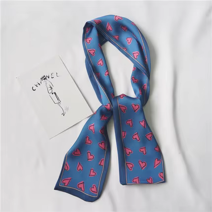 2025 coeur amour écharpe femmes mignon cheveux cravate bande foulard poignet rubans mode tête cou soie Satin sac