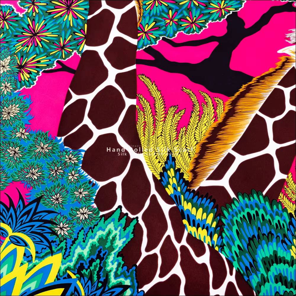 The Three Graces Foulard de marque de luxe avec imprimé Girafe pour femmes