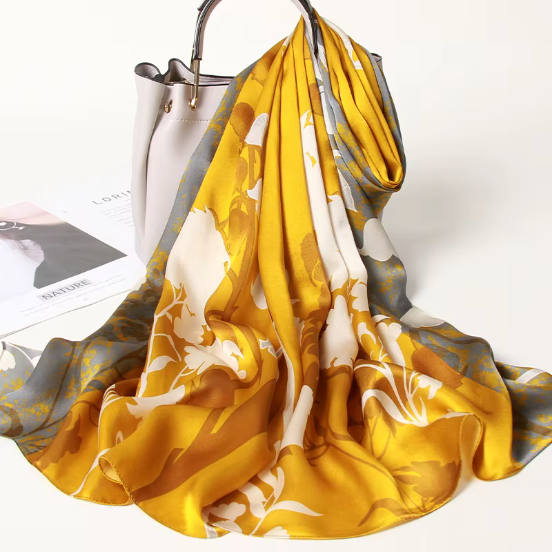 100% foulard en soie femmes longue impression