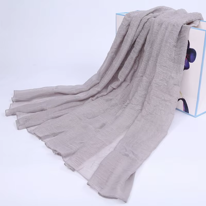 Longue écharpe en lin de coton de couleur bonbon pour femmes musulmanes