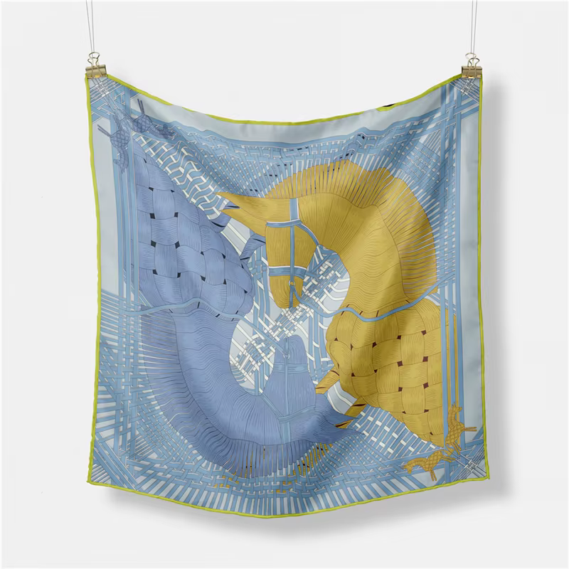Foulard carré imprimé double cheval pour femme