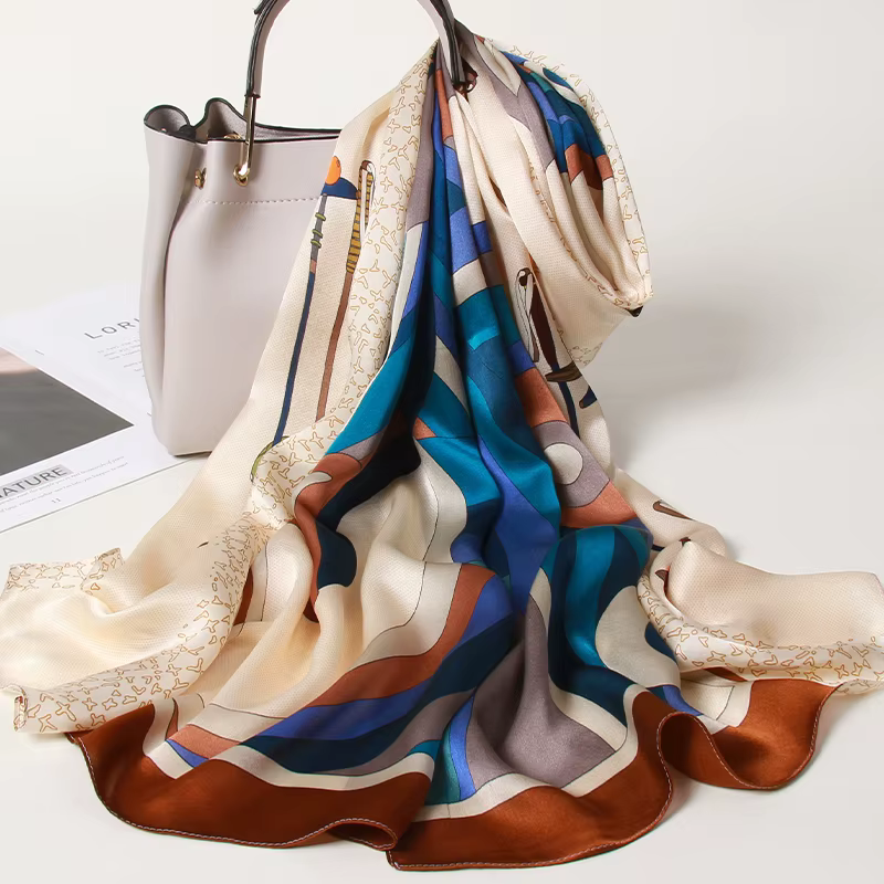 100% foulard en soie femmes longue impression
