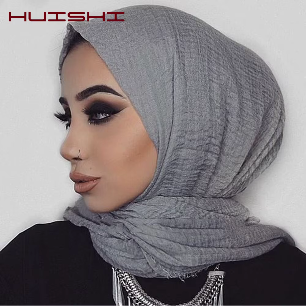 HUISHI écharpe femmes musulmanes bulle coton solide Islam musulman foulard châles et enveloppes femme