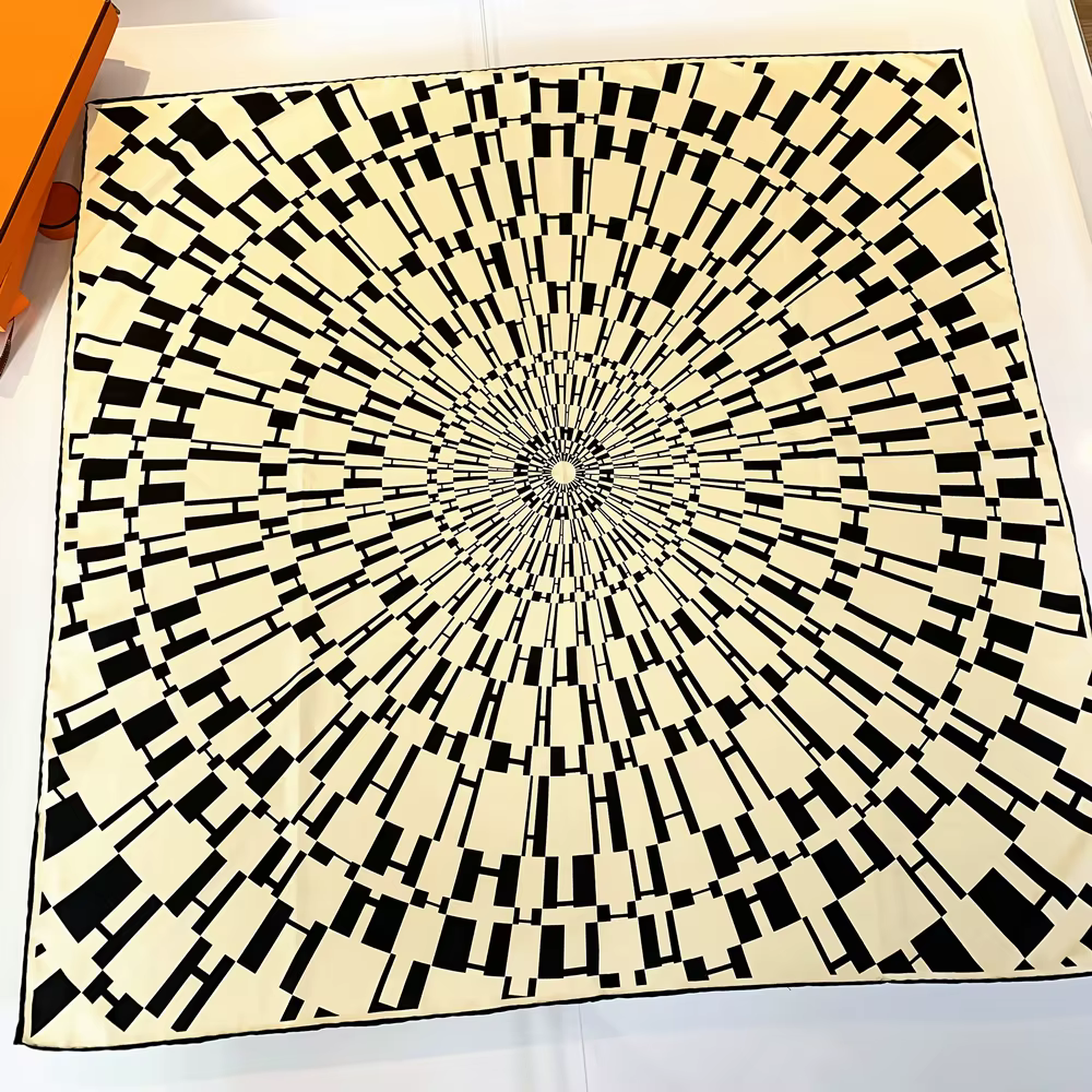 Cercle géométrique écharpe femmes foulard en soie marque de luxe