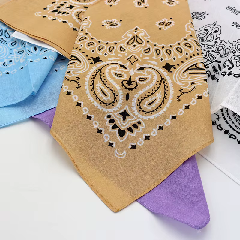 55CM carré écharpe femmes printemps couleur douce blanc bleu Purpel kaki Paisley coton bandeau Hip-hop hommes Bandana