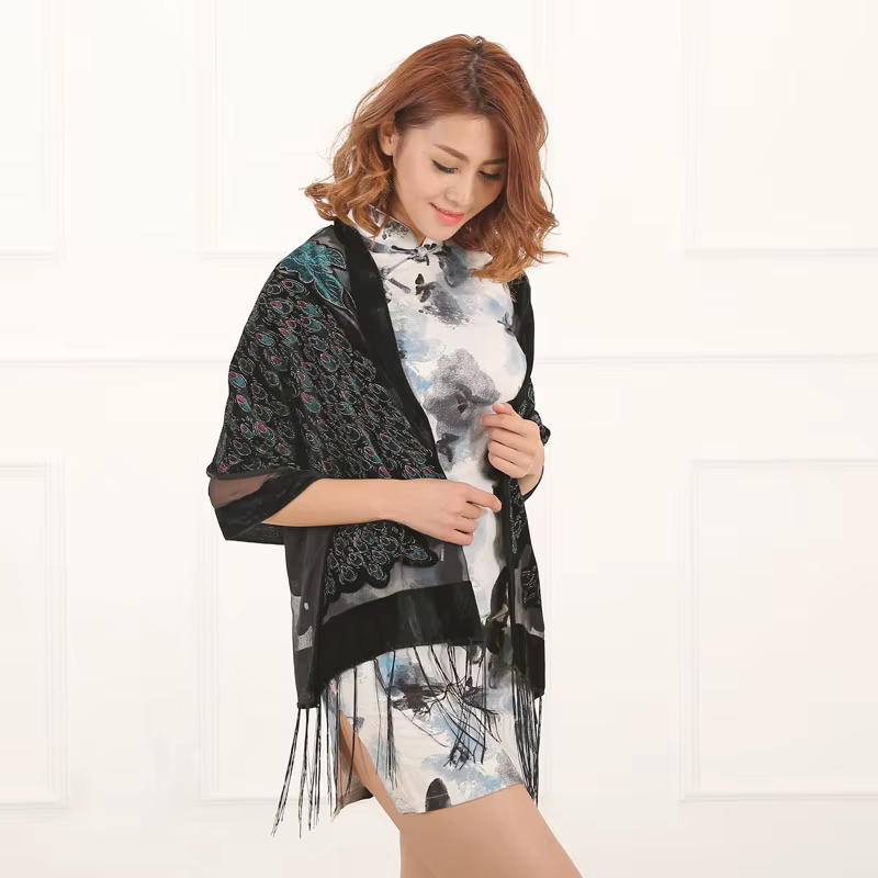 Écharpe paon vintage pour femmes