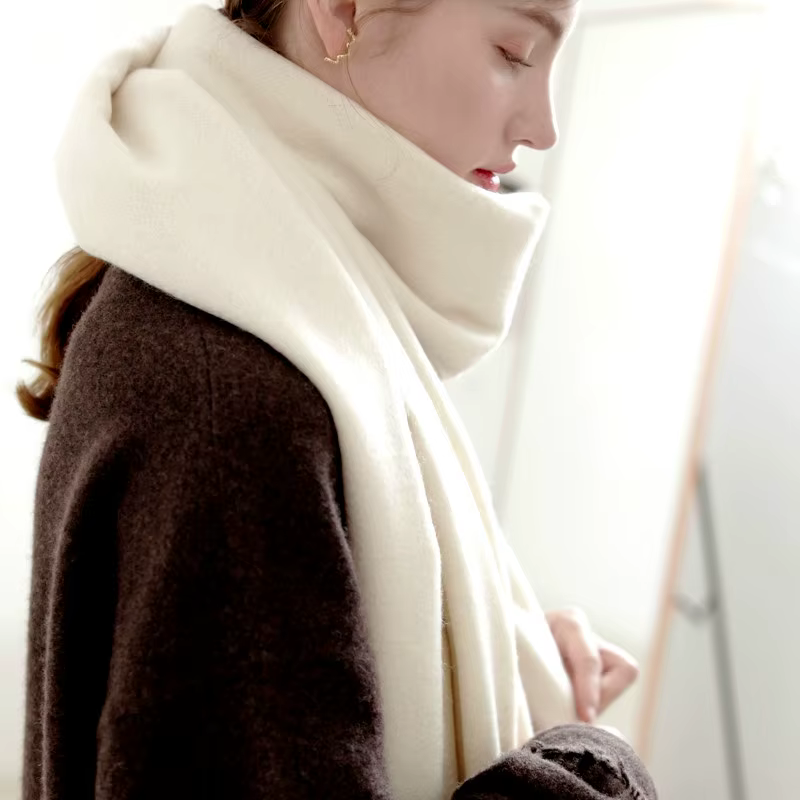 Femmes écharpe hiver laine châle blanc