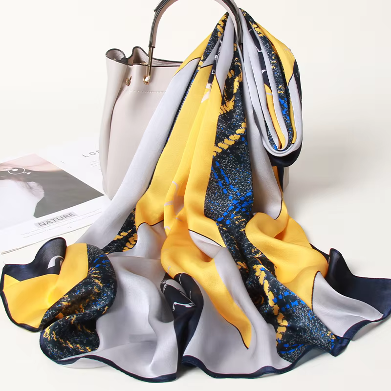 100% foulard en soie femmes longue impression