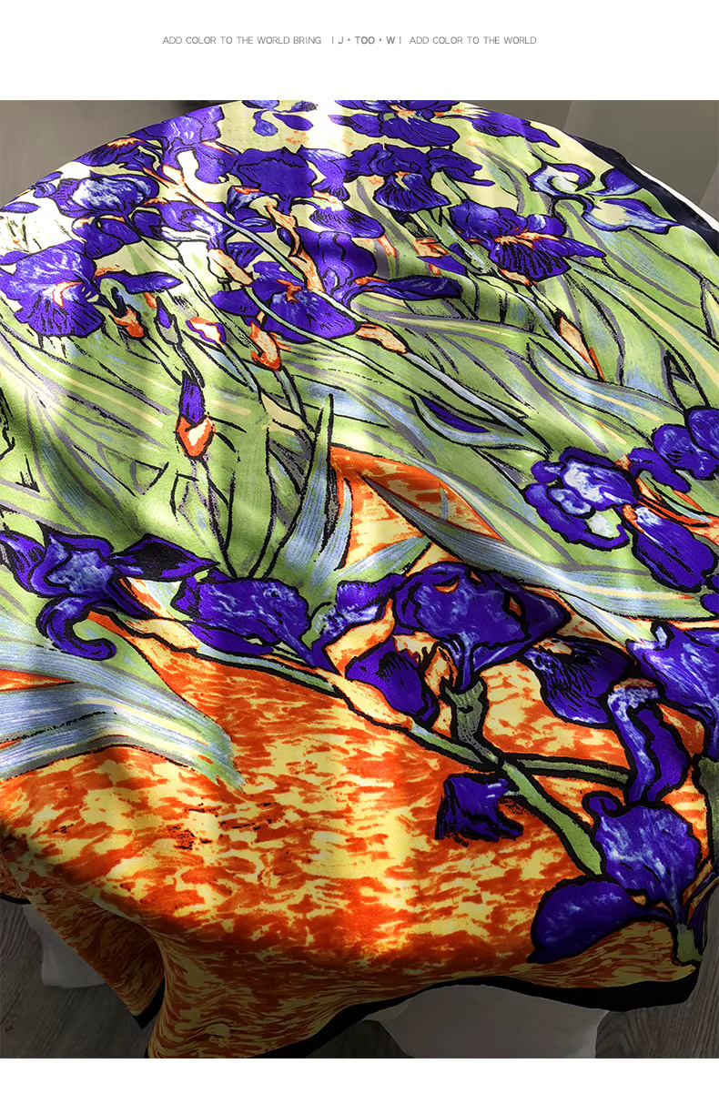 Pur 100% Injplanchers f 600 Imprimé Célèbre Peinture Printemps Injscarfe Mode Femmes Écharpe 90 Carré Été Crème Solaire