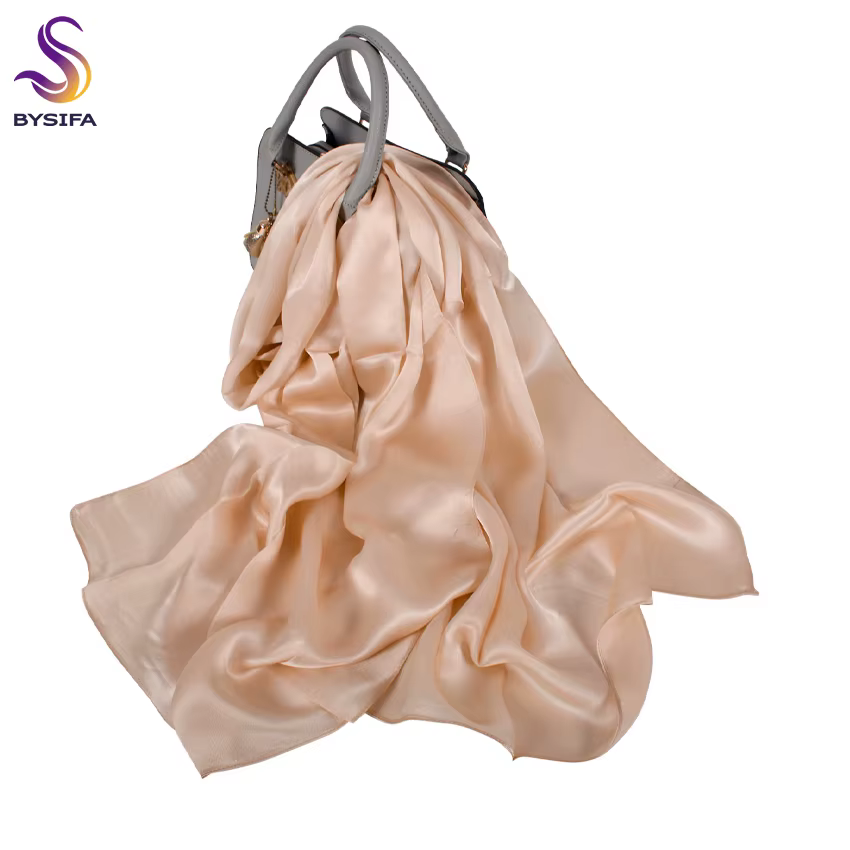 [BYSIFA] foulard en soie verte Pure châle femmes mode luxe Georgette