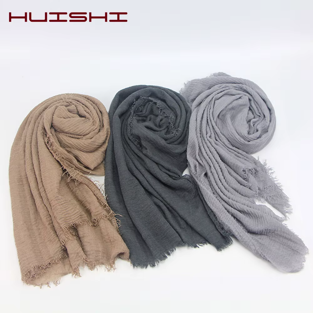 HUISHI écharpe femmes musulmanes bulle coton solide Islam musulman foulard châles et enveloppes femme