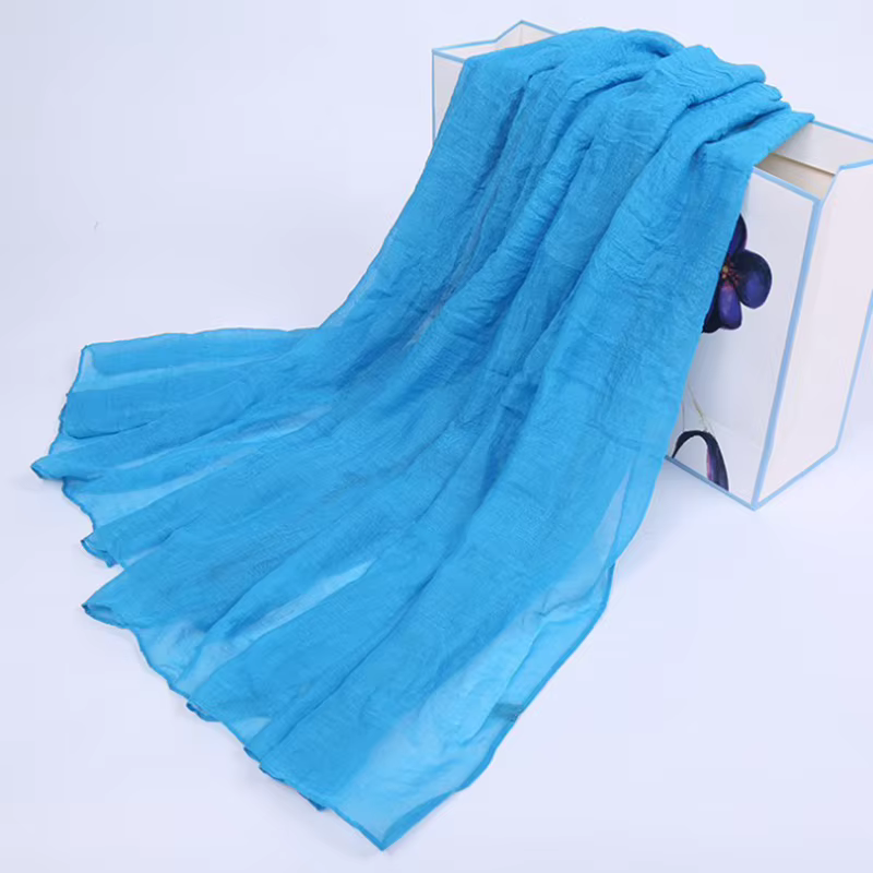 Longue écharpe en lin de coton de couleur bonbon pour femmes musulmanes