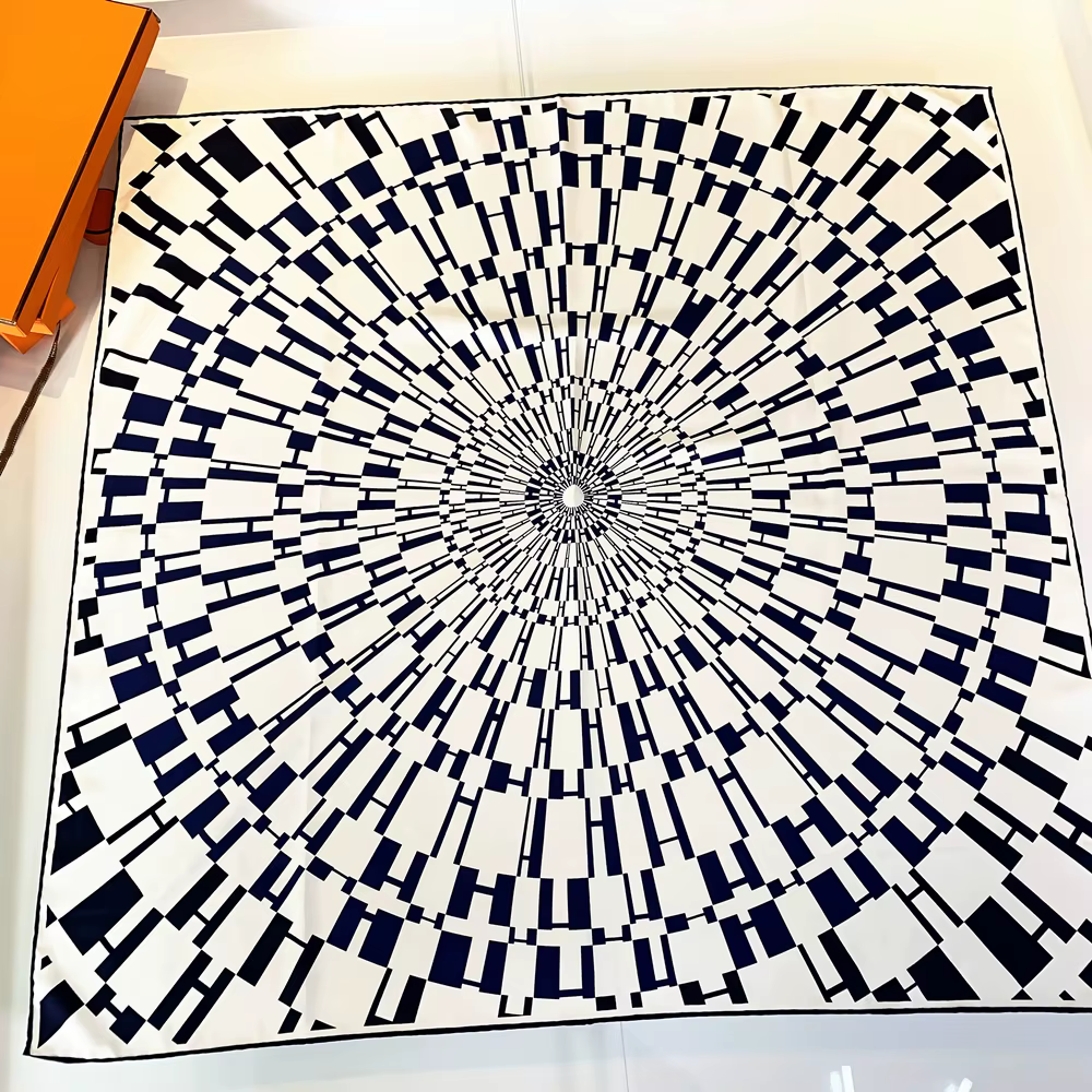 Cercle géométrique écharpe femmes foulard en soie marque de luxe