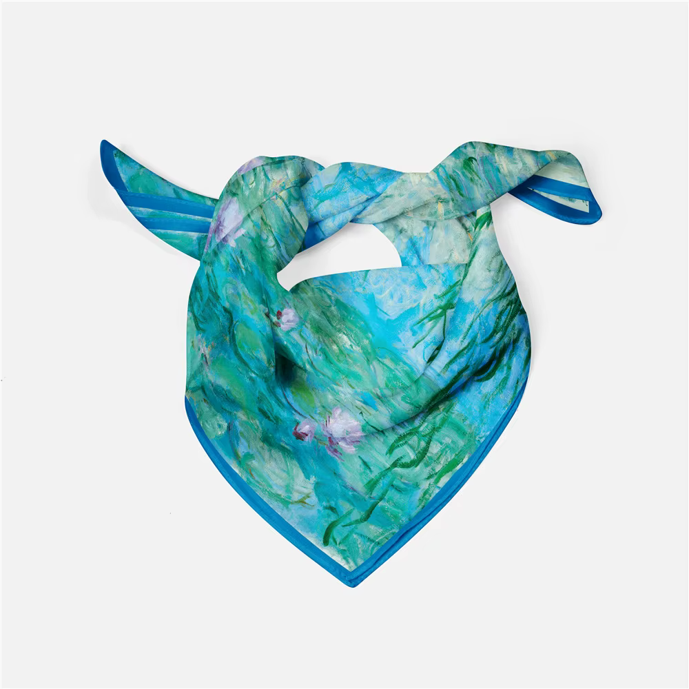 Monet peinture à l'huile sergé 100% foulard en soie mode Bandana femmes écharpe enveloppes 53 cm foulards carrés Hijab