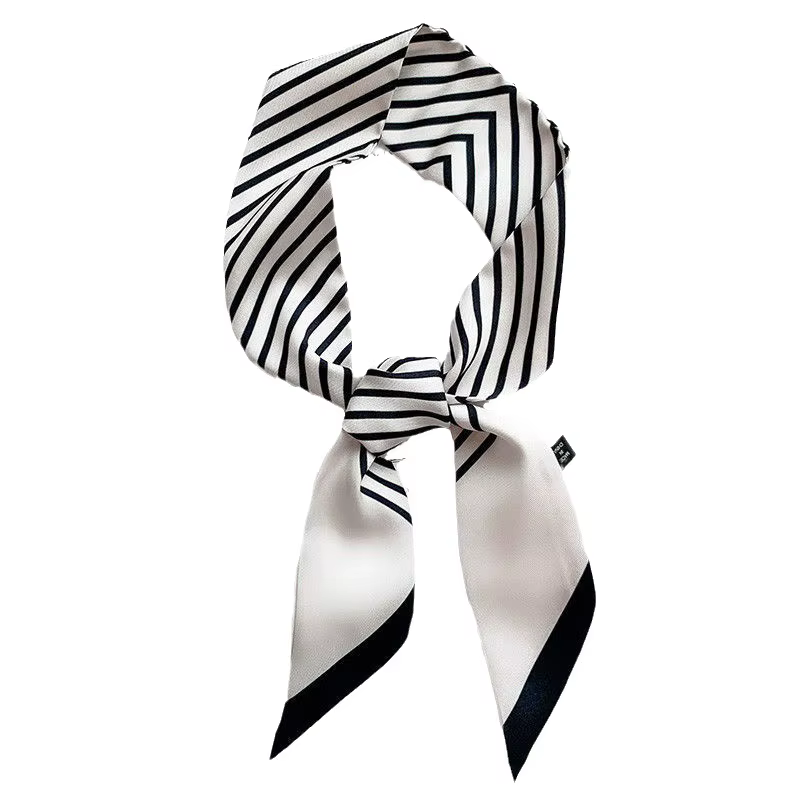 Petit foulard en soie à rayures simples pour femme