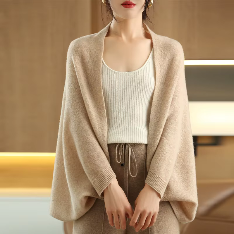 Châle en tricot de laine mérinos pour femmes, cardigan de printemps, écharpe de document solide, châle de style coréen, élégant et doux, nouveau et à la mode, 100%