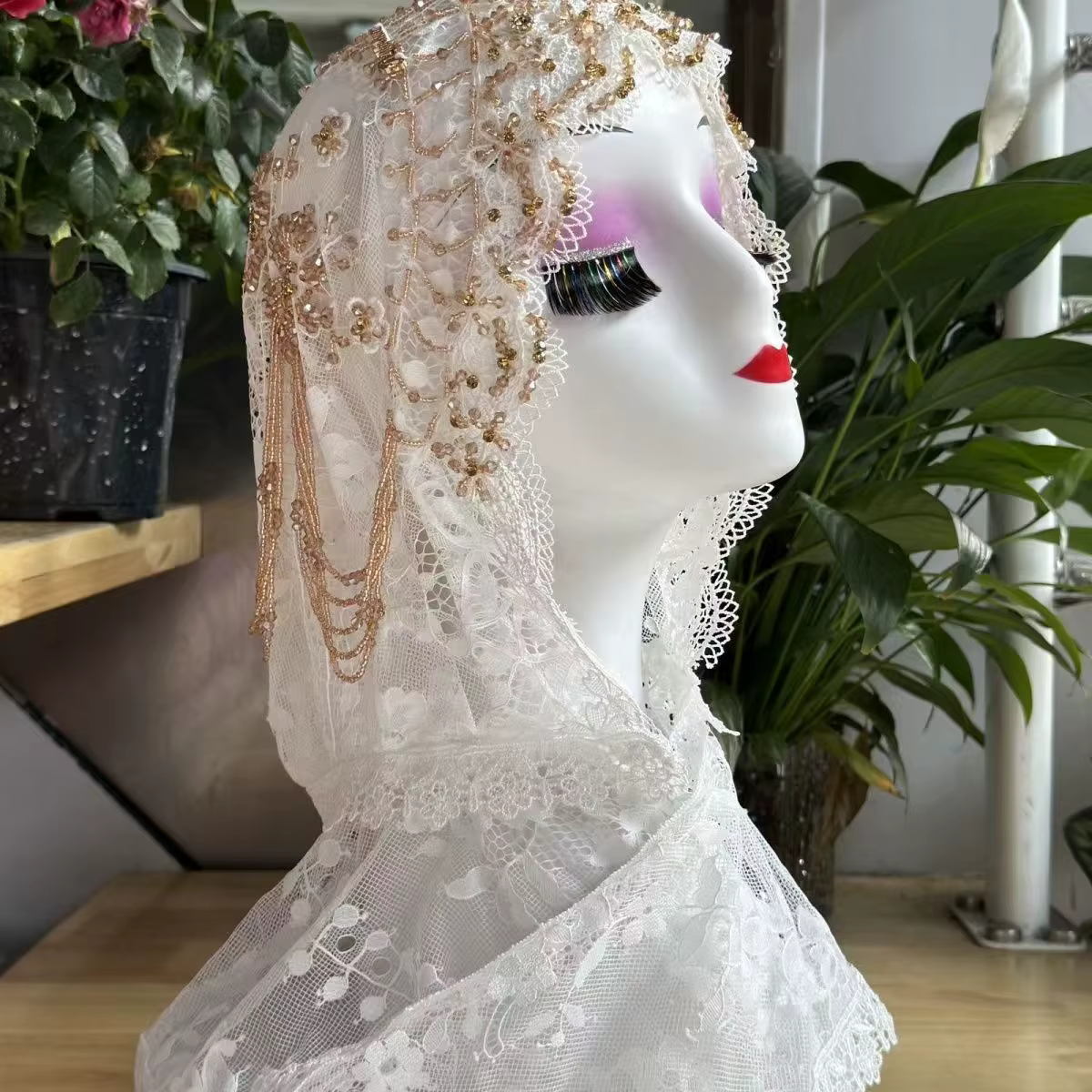 Hijabs pour femmes musulmanes noir gris avec perles Ramadam foulard soirée luxe Kufi écharpe dubaï Turban Islam chapeau