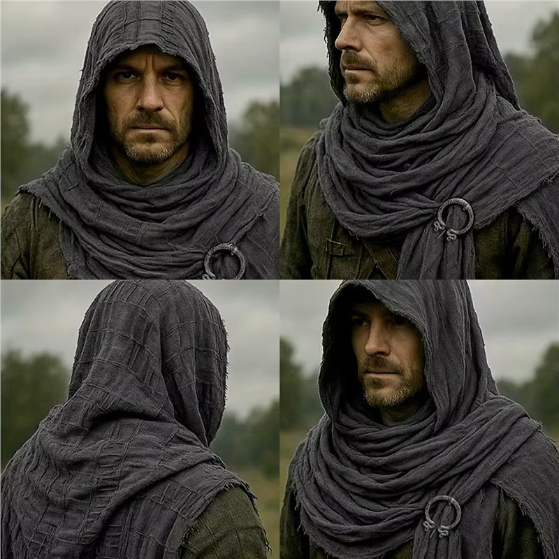 Techwear Style déchiré gland Punk Vintage écharpe homme femme médiéval chevalier Cape Halloween Cosplay châle Costume