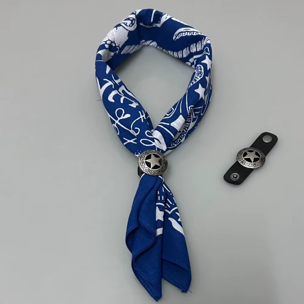 Foulard Bandana surdimensionné en coton, Style occidental, Hip Hop, avec boucle florale, pour le cou et le poignet